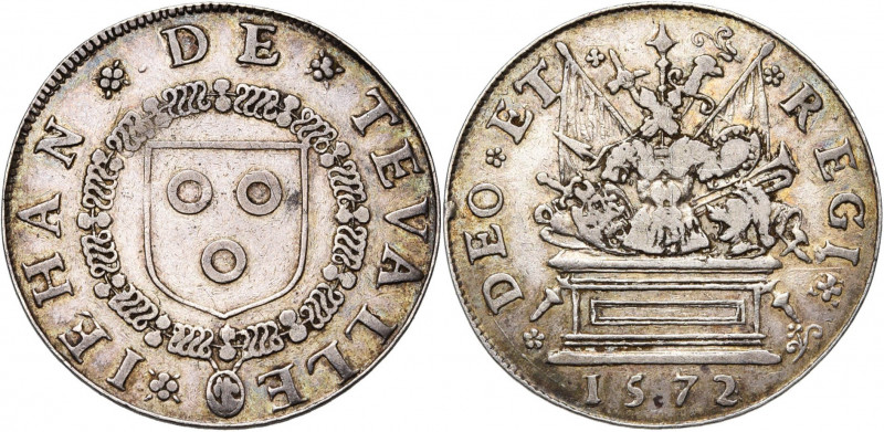 FRANCE, AR jeton, 1572. Jean de Thévalle, gouverneur de Metz. D/ IEHAN DE TEVALL...