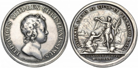FRANCE, AR médaille, 1645, Mauger. Bataille de Liorens et prise de Balaguer. D/ T. de Louis XIV enfant à d. R/ HISPANIS CAESIS AD SICOR. ET PYRENAENOS...