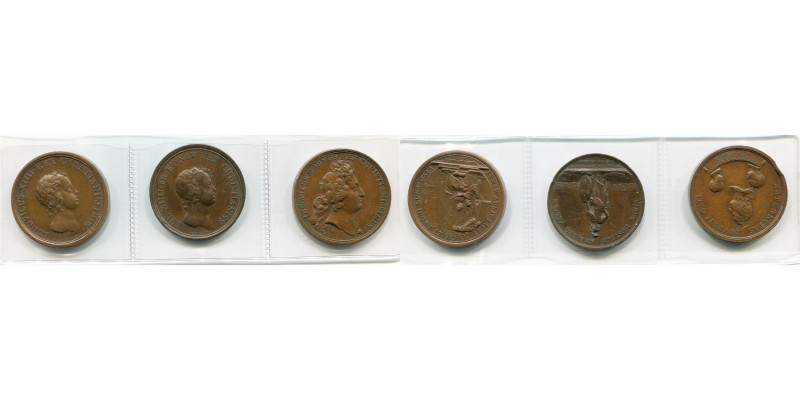 FRANCE, lot de 3 médailles à l''effigie de Louis XIV: 1643, Mauger, Anne d''Autr...