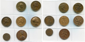 FRANCE, lot de 6 médailles en bronze: 1645, Mauger, Campagnes victorieuses et prise de 34 villes; 1677, Mauger, Prise de Valenciennes (frappe postérie...