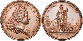 FRANCE, AE médaille, 1720, Saint-Urbain. Philippe d''Orléans, régent. D/ B. dr. à d. R/ GALLICA VINCIT La France deb. de f., ten. son écu et une lance...
