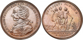 FRANCE, Cu jeton, 1760, J.-C. Roettiers. Charles-Louis-Auguste Foucquet de Belle-Isle, fondateur de l''Académie de Metz. D/ B. à g. R/ L''Agriculture,...