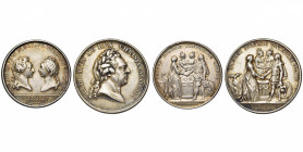 FRANCE, lot de 2 médailles pour le mariage du Dauphin Louis et de Marie-Antoinette d''Autriche à Versailles (1770): J.C. Roettiers, AR, 35 mm (B à TB)...