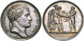 FRANCE, AR médaille, 1812, Andrieu. Prise de Wilna (Vilnius). D/ T. l. de Napoléon Ier à d. R/ Deux chefs polonais prêtant serment entre les mains de ...