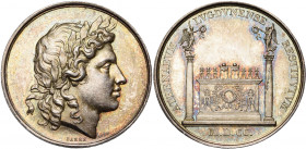 FRANCE, AR jeton, 1828, Barre. Académie des sciences, des lettres et des arts de Lyon. D/ T. l. d''Apollon à d. R/ L''autel antique de Lyon. Feu. 1075...