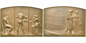 FRANCE, AE médaille, s.d. (1900). Prison de Fresnes-lès-Rungis. D/ Scènes de la vie carcérale: en cellule, au travail, au parloir. R/ Un détenu quitta...