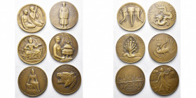 FRANCE, lot de 6 médailles frappées à l''occasion de l''exposition coloniale de Paris en 1931: Annam, Cambodge, Cochinchine, Indochine, Laos et Tonkin...