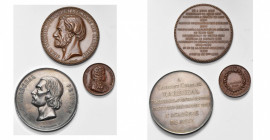 FRANCE, lot de 3 médailles: 1867, Jean-Victor Poncelet, membre de l''Institut (AE, 51 mm); s.d., L''Académie de Metz au peintre Laurent Maréchal (AR, ...