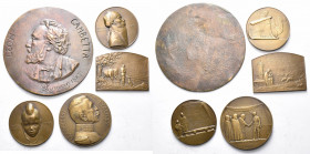 FRANCE, lot de 5 médailles en bronze: 1883, Léon Gambetta (médaillon uniface par Gauvin); s.d. (1903), Dupré, L''angelus; 1925, Dropsy, Maréchal Lyaut...