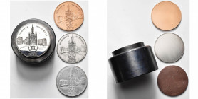 FRANCE, lot de 2 médailles unifaces, R. Langermann, 2002, Divodurum - Metensis (AR et AE, 60 mm). Vendues avec leur matrice et une empreinte en métal ...