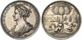 GRANDE-BRETAGNE, AR médaille, 1704, G. Hautsch. Victoires anglaises à Donauwerth et Hochstadt, prise de Gibraltar. D/ B. de la reine Anne à g. R/ DIVE...