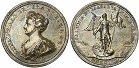 GRANDE-BRETAGNE, AR médaille, 1708, Croker. Prise de la Sardaigne et de Minorque. D/ B. de la reine Anne à g. R/ SARDINIA ET BALEARIS MINOR· CAPTAE La...
