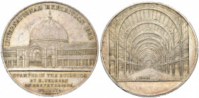 GRANDE-BRETAGNE, AR médaille, 1862, Uhlhorn/J. Wiener. Exposition universelle à Kensington. D/ Vue intérieure du pavillon. R/ Pavillon de l''expositio...