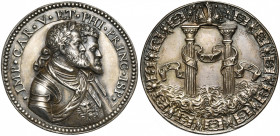 ITALIE, AR médaille, s.d. (vers 1555), Leone Leoni. Charles Quint et Philippe, prince d''Espagne. D/ B. accolés à d. de l''empereur et de son fils. R/...
