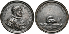ITALIE, AE médaille, s.d., Selvi. François Ier de Médicis, grand-duc de Toscane (1574-1587). D/ B. cuir. à d. R/ AMAT VICTORIA CVRAM Un écureuil à d.,...