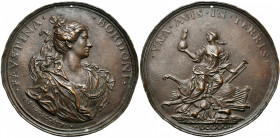ITALIE, AE médaille, 1723, G. Broccetti. Faustina Bordoni, chanteuse. D/ FAUVSTINA - BORDONI B. à d., richement vêtu. Sous le buste, signature. R/ VNA...