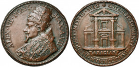 ITALIE, ETATS PONTIFICAUX, AE médaille, 1662 (an 7), Travani (?). Alexandre VII - Construction de l''église Santa Maria dell''Assunzione à Ariccia. D/...