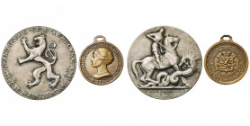 LUXEMBOURG, AR mat médaille, 1944, A. Trémont. Libération du Luxembourg. D/ Le lion du Luxembourg en plein champ. R/ Saint Georges terrassant le drago...