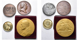 lot de 4 médailles: Belgique, 1875, Exposition agricole et maraîchère de Spa (vermeil, 46 mm); France, 1825, Construction de l''hôtel des gardes du co...