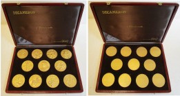 lot de 11 médailles commémorant le sixième centenaire du Decameron de Boccace (1313-1375). Vermeil, 50 mm (50 g, titre 0,999).
Superbe (Extremely Fin...