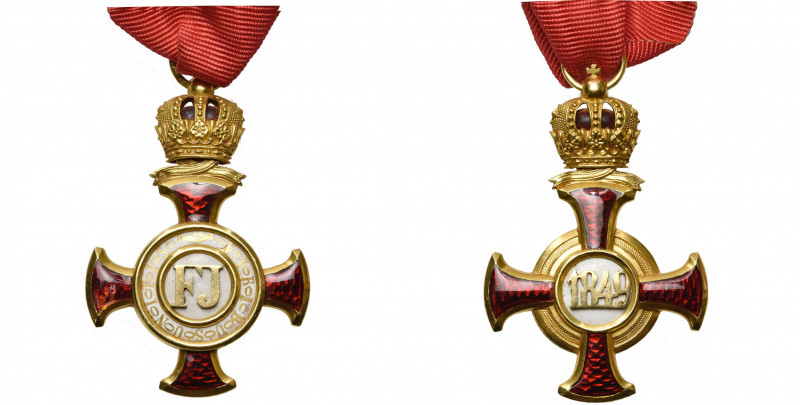AUTRICHE, croix de Mérite de 1e classe en or, modèle 1875-1914, nom du fabricant...