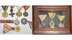 AUTRICHE, lot de 11 médailles et décorations, principalement militaires et relatives à la guerre 1914-1918, dont 3 dans un cadre (le bijou de l’Ordre ...