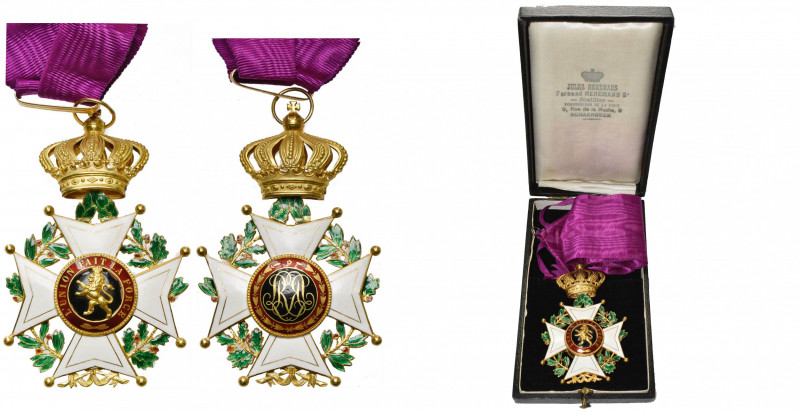 BELGIQUE, Ordre de Léopold, croix de commandeur, modèle civil unilingue en or (5...