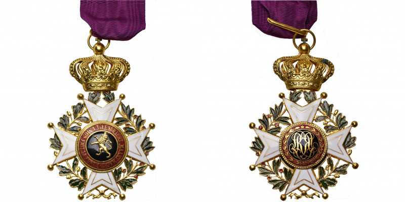 BELGIQUE, Ordre de Léopold. Croix de commandeur à titre civil, modèle bilingue e...