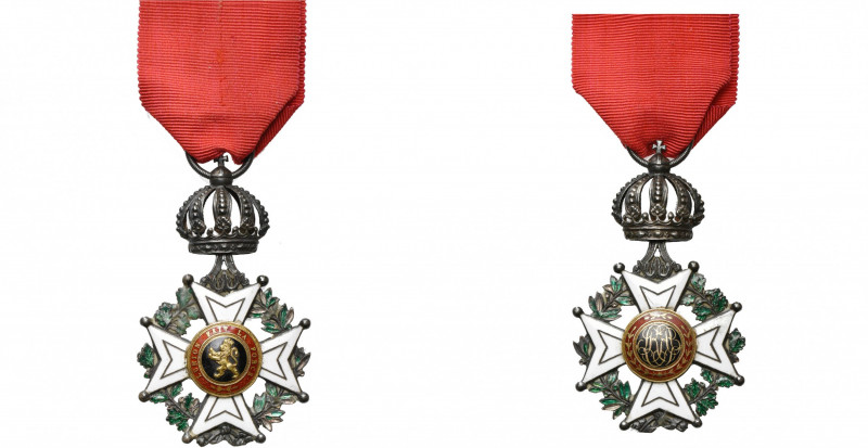 BELGIQUE, Ordre de Léopold, croix de chevalier en argent, modèle civil unilingue...