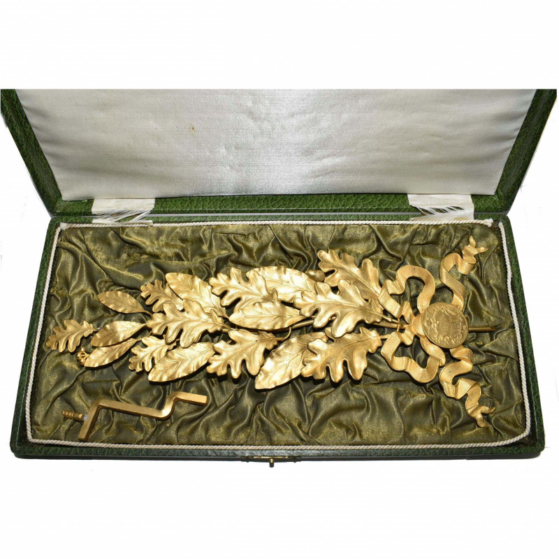 BELGIQUE, prix de tir de la garde civique, vers 1870-1880: palme de chêne et de ...