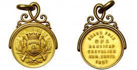 BELGIQUE, AV médaille, 1897, Wurden. Grand prix de tir aux pigeons de Spa. D/ L''écu de Spa posé sur deux fusils et une couronne de laurier. R/ Inscri...