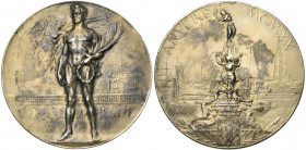 BELGIQUE, 1920. médaille d''or des Jeux Olympiques d''Anvers par J. Dupon, vermeil, 60 mm. La dorure en partie disparue.