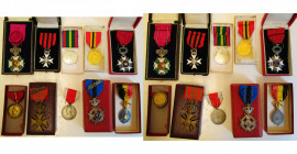 BELGIQUE, lot de 10 décorations, dont: officier de l''Ordre de Léopold, chevalier de l''Ordre de la Couronne, chevalier de l''Ordre de Léopold II, cro...