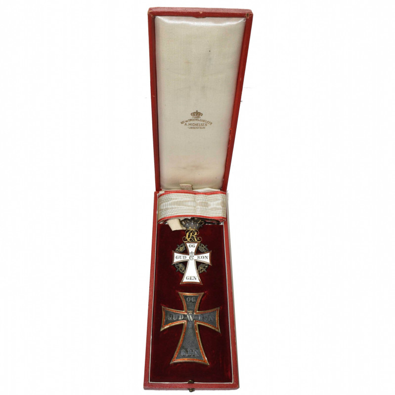 DANEMARK, Ordre du Danebrog, ensemble de 2e classe (plaque et bijou de commandeu...