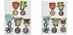 FRANCE, lot de 5 distinctions en argent: médaille de la campagne d’Italie 1859 (modèle Barre), médaille de l’expédition du Mexique 1862-1863, médaille...