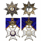 LUXEMBOURG, Ordre d''Adolphe de Nassau, catégorie civile, ensemble de grand-croix (plaque en argent, bijou en vermeil et écharpe).