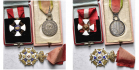 lot de 3 décorations: Italie, croix de chevalier de l’Ordre de la Couronne (écrin); Portugal, croix de chevalier de l’Ordre du Christ (en vermeil, mod...