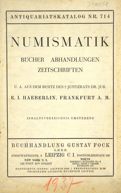 The Ernst Justus Haeberlin Library

Fock, Gustav. NUMISMATIK BÜCHER, ABHANDLUN...