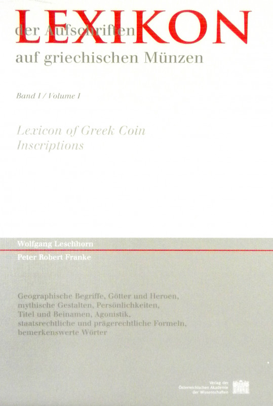 Lexicon of Greek Coins

Leschhorn, Wolfgang. LEXIKON DER AUFSCHRIFTEN AUF GRIE...