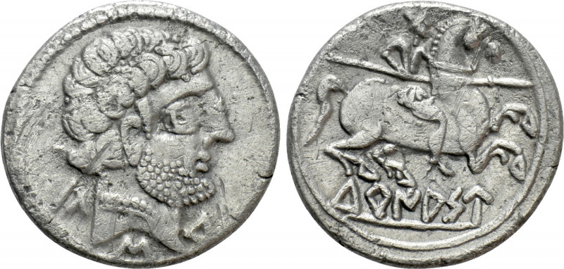 SPAIN. Turiasu. Denarius (Late 2nd-early 1st century BC). 

Obv: Bearded head ...