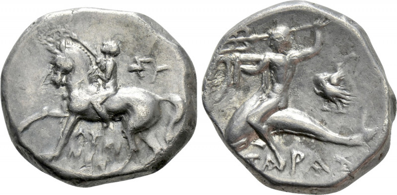 CALABRIA. Tarentum. Didrachm (Circa 281-240 BC). Sy- and Lykinos, magistrates. ...