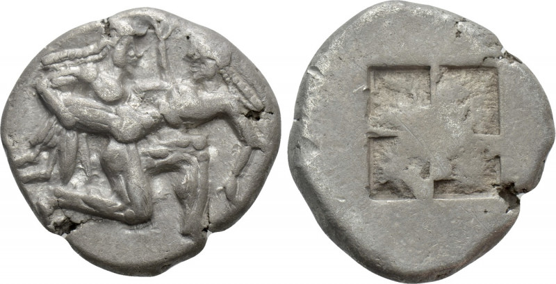 THRACE. Thasos. Stater (Circa 500-480 BC). 

Obv: Ithyphallic Satyr advancing ...