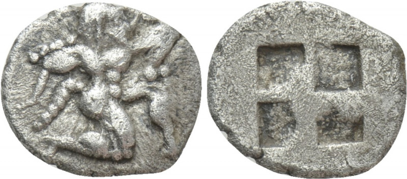 THRACE. Thasos. Obol (Circa 500 BC). 

Obv: Ityphallic Satyr in kneeling-runni...