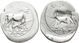 ILLYRIA. Dyrrhachion. Drachm (Circa 275/10-48 BC). Pankrates, magistrate. Obverse brockage