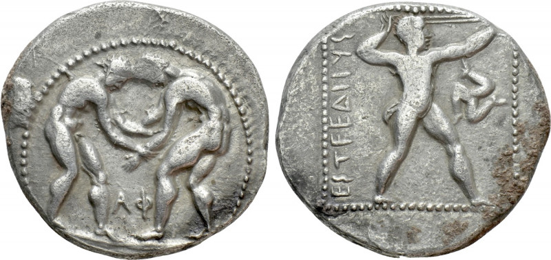 PAMPHYLIA. Aspendos. Stater (Circa 380/75-330/25 BC). 

Obv: Two wrestlers gra...