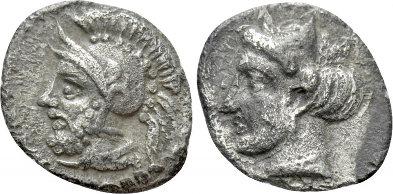 CILICIA. Tarsos(?) Obol (4th century BC). 

Obv: Bearded and helmeted head lef...