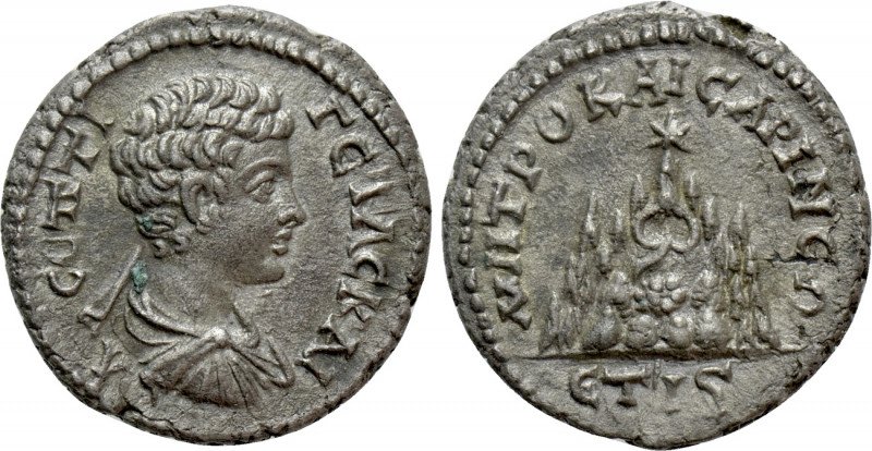 CAPPADOCIA. Caesarea. Geta (Caesar, 198-209). Drachm. Dated RY 16 of Septimius S...