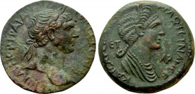 CILICIA. Anazarbus. Trajan with Plotina (98-117). Ae. Dated year 132 (AD 113/4)