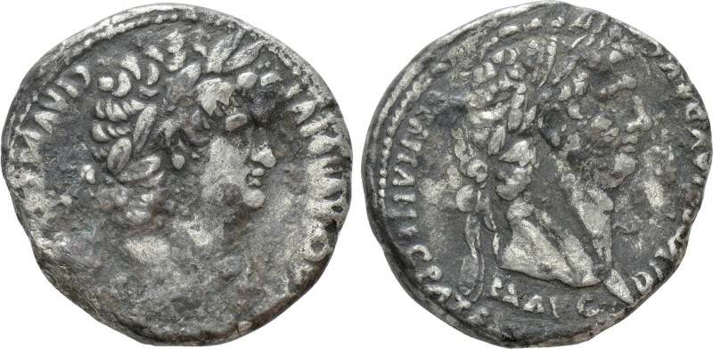 SELEUCIS & PIERIA. Antioch(?). Nero with Divus Claudius (54-68). Tetradrachm. 
...