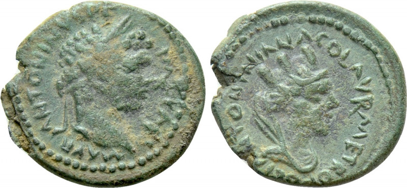 MESOPOTAMIA. Carrhae. Caracalla (198-217). Ae. 

Obv: M AVR ANTONINVS P F AVG....